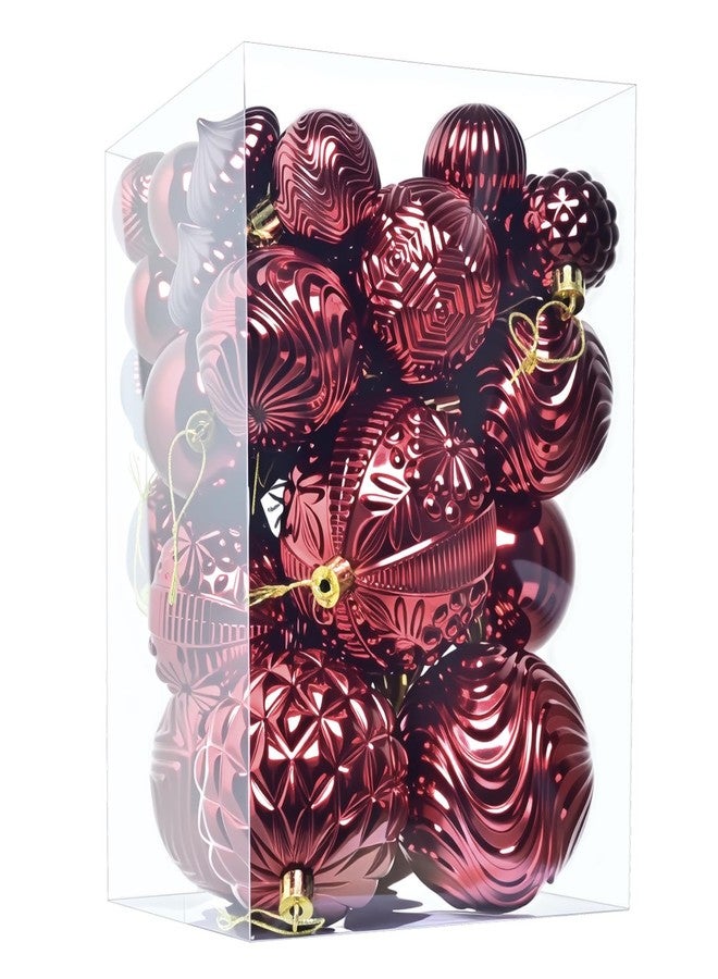 SVNVIOZ Christmas Ball Ornaments Set, 36pcs Burgundy Assorted Multi-Size Xmas Tree Ball Ornaments, Shatterproof Christmas Tree Hanging Ornaments for Xmas Decoration - Image 1